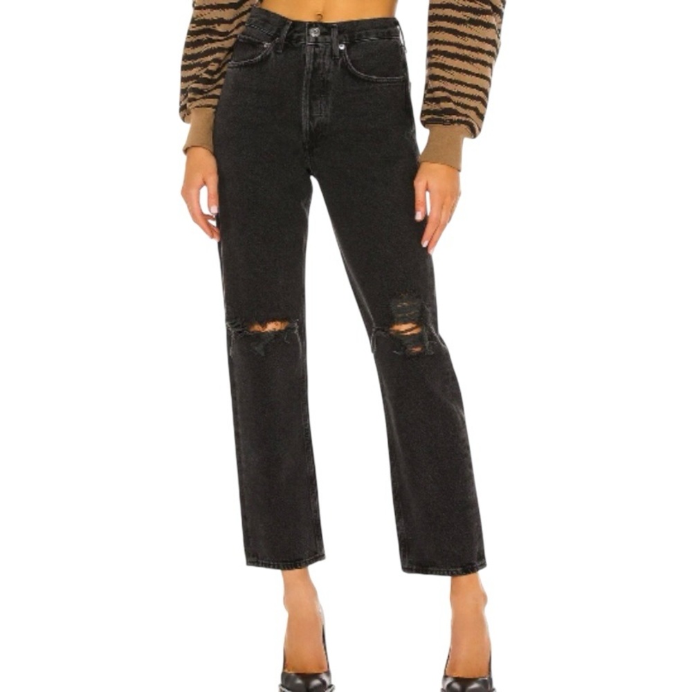 AGOLDE 90's Mid Rise Loose in Smokestack Size 27. Black jeans